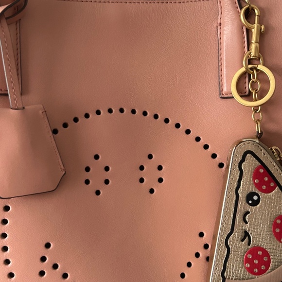 Anya Hindmarch Pink Smiley Tote with Pizza accessory - Picture 7 of 7